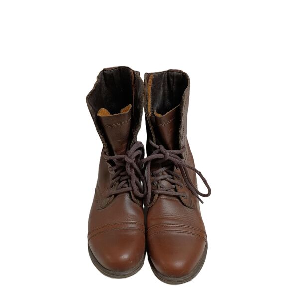 Steve Madden Brown Leather Lace Up Troopa Combat Mid Calf Boots Womens Size 7 - Picture 1 of 7